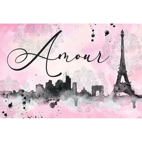 Amour Black Modern Wood Framed Art Print by ND Art