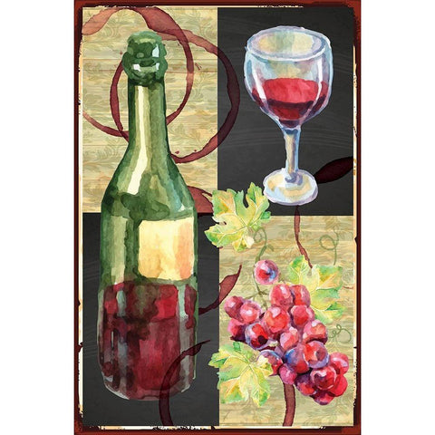 Kitchen Wine Gold Ornate Wood Framed Art Print with Double Matting by ND Art