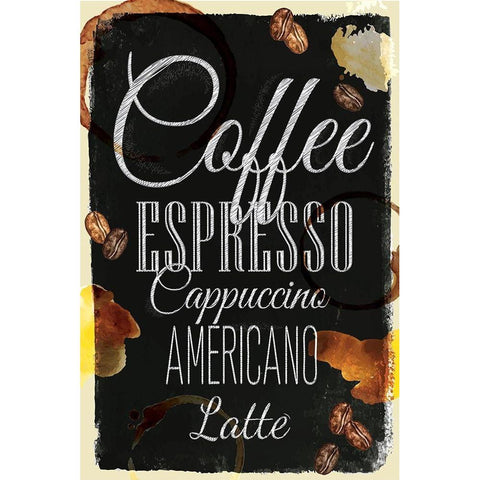 Kitchen Coffee Black Modern Wood Framed Art Print by ND Art