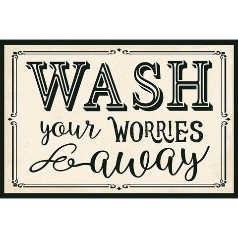 Wash Your Worries Away Black Modern Wood Framed Art Print with Double Matting by ND Art