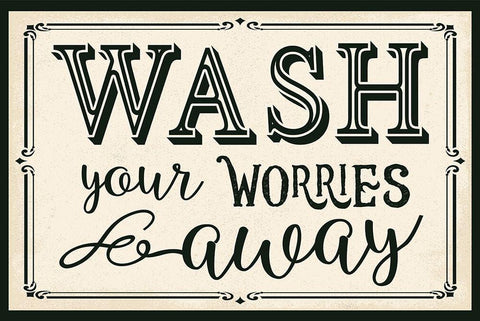 Wash Your Worries Away Black Ornate Wood Framed Art Print with Double Matting by ND Art