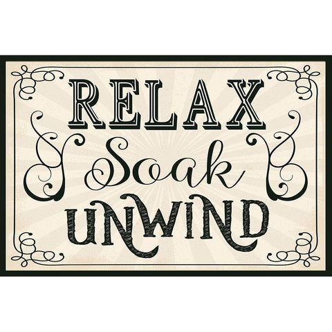 Relax, Soak, Unwind White Modern Wood Framed Art Print by ND Art