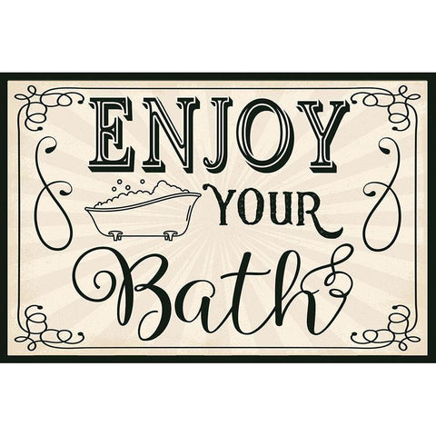 Enjoy Your Bath White Modern Wood Framed Art Print by ND Art