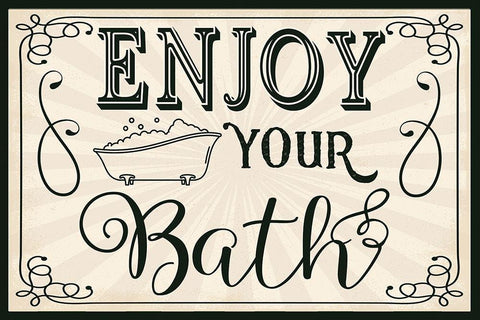 Enjoy Your Bath White Modern Wood Framed Art Print with Double Matting by ND Art