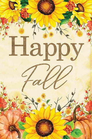 Happy Fall White Modern Wood Framed Art Print with Double Matting by ND Art