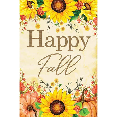 Happy Fall Gold Ornate Wood Framed Art Print with Double Matting by ND Art