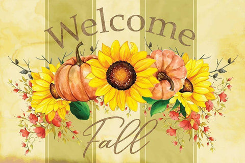 Welcome Fall White Modern Wood Framed Art Print with Double Matting by ND Art