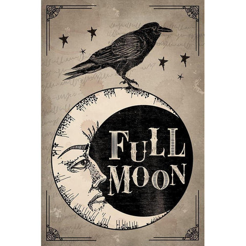 Full Moon Black Modern Wood Framed Art Print with Double Matting by ND Art