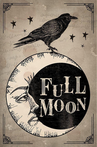 Full Moon Black Ornate Wood Framed Art Print with Double Matting by ND Art