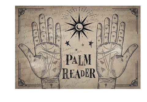 Palm Reader White Modern Wood Framed Art Print with Double Matting by ND Art