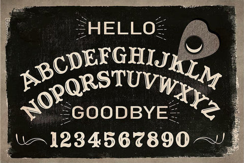 Ouija Board White Modern Wood Framed Art Print with Double Matting by ND Art