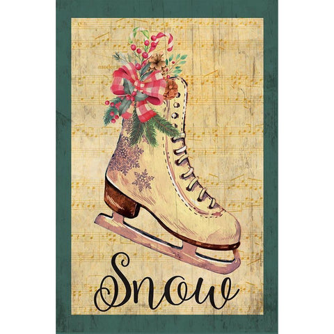 Snow Flake Black Modern Wood Framed Art Print with Double Matting by ND Art