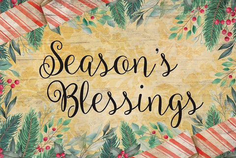Seasons Blessings White Modern Wood Framed Art Print with Double Matting by ND Art