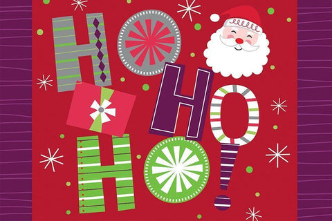 Ho Ho Ho White Modern Wood Framed Art Print with Double Matting by ND Art