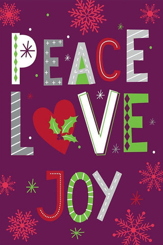 Peace, Love, Joy Black Ornate Wood Framed Art Print with Double Matting by ND Art