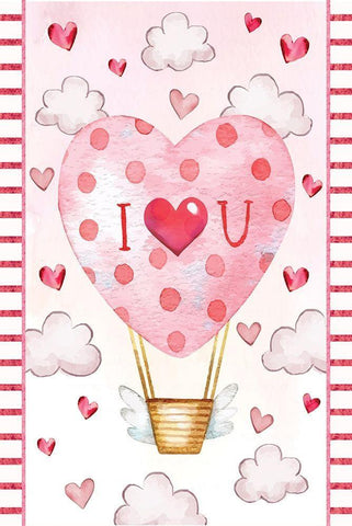 Heart Balloon White Modern Wood Framed Art Print with Double Matting by ND Art
