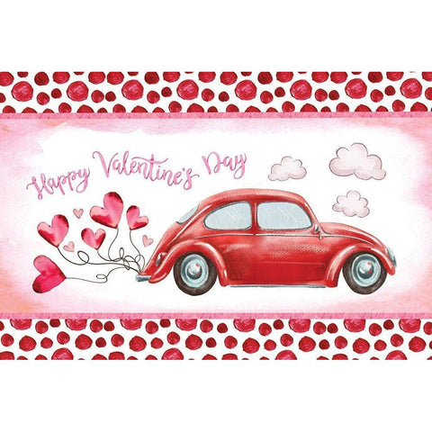 Happy Valentines Day Black Modern Wood Framed Art Print with Double Matting by ND Art