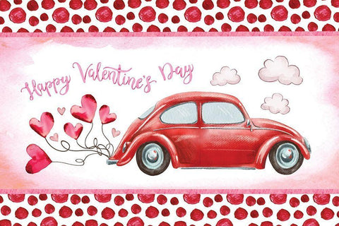 Happy Valentines Day Black Ornate Wood Framed Art Print with Double Matting by ND Art
