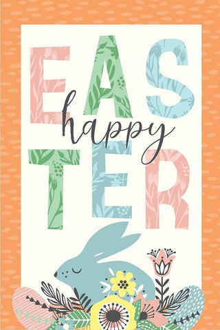 Happy Easter White Modern Wood Framed Art Print with Double Matting by ND Art