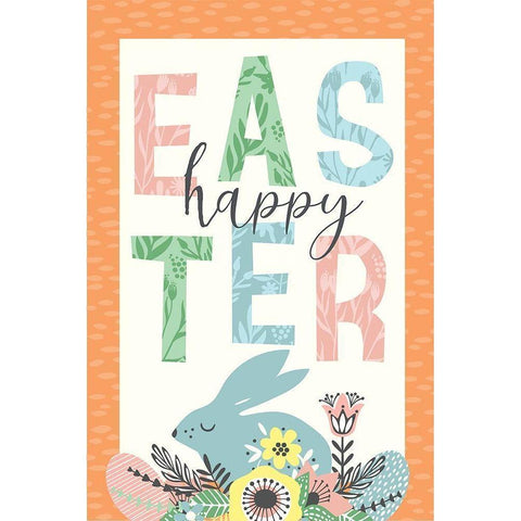 Happy Easter Black Modern Wood Framed Art Print by ND Art