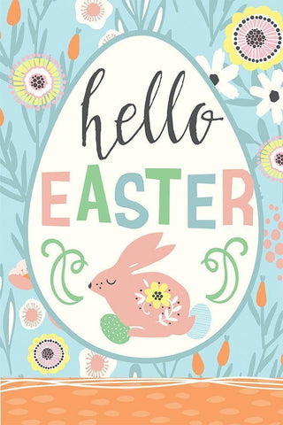 Hello Easter Black Ornate Wood Framed Art Print with Double Matting by ND Art
