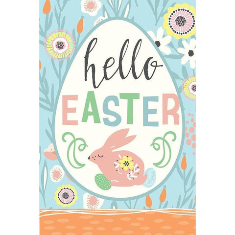 Hello Easter Gold Ornate Wood Framed Art Print with Double Matting by ND Art