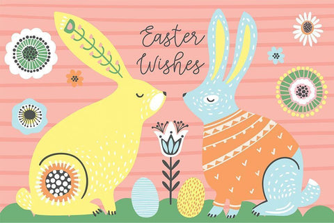 Easter Wishes White Modern Wood Framed Art Print with Double Matting by ND Art