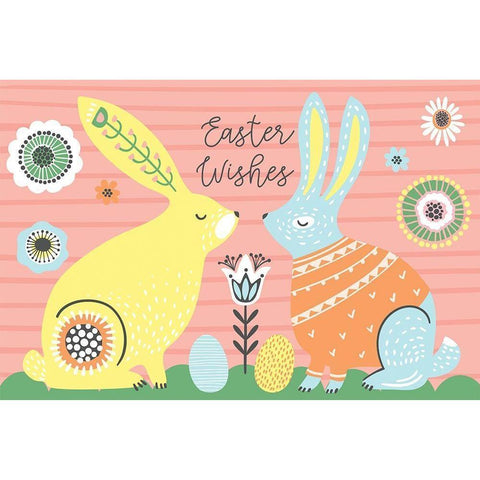 Easter Wishes Black Modern Wood Framed Art Print with Double Matting by ND Art