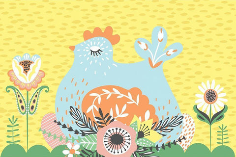 Hen Black Ornate Wood Framed Art Print with Double Matting by ND Art