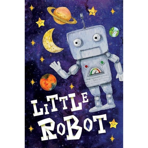 Little Robot Black Modern Wood Framed Art Print with Double Matting by ND Art