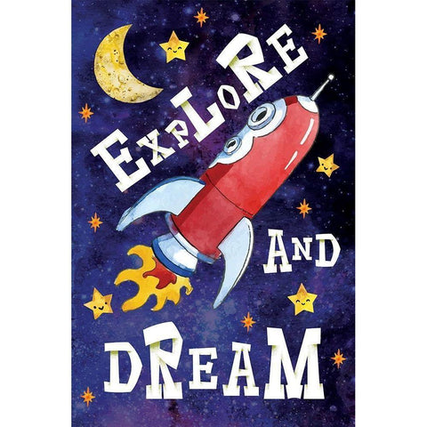 Explore and Dream Black Modern Wood Framed Art Print with Double Matting by ND Art