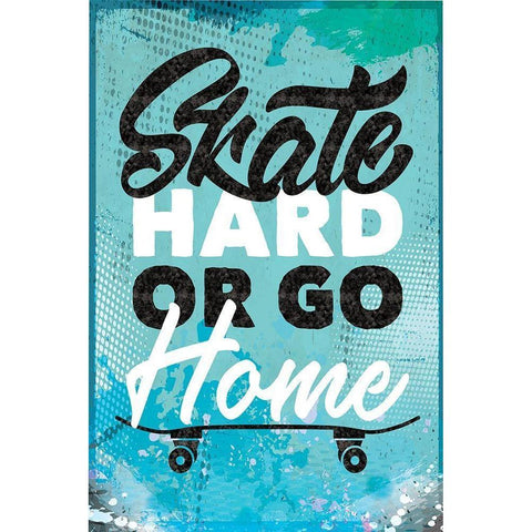 Skate Hard Black Modern Wood Framed Art Print by ND Art