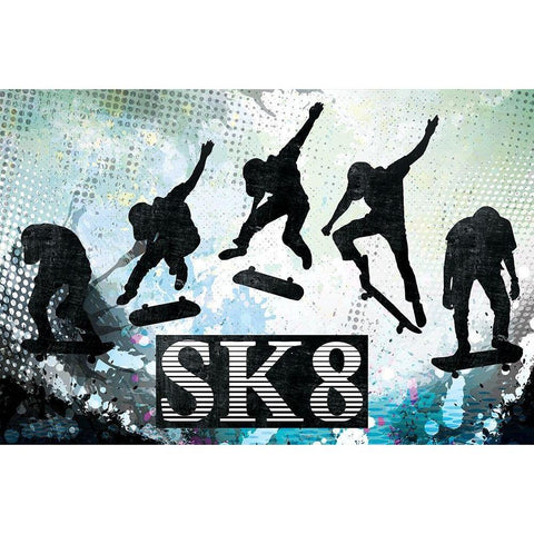 Sk8 White Modern Wood Framed Art Print by ND Art