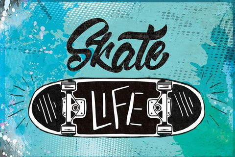 Skate Life White Modern Wood Framed Art Print with Double Matting by ND Art