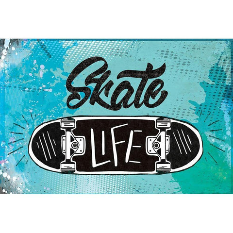 Skate Life Black Modern Wood Framed Art Print with Double Matting by ND Art