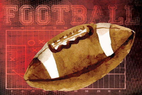 Football White Modern Wood Framed Art Print with Double Matting by ND Art