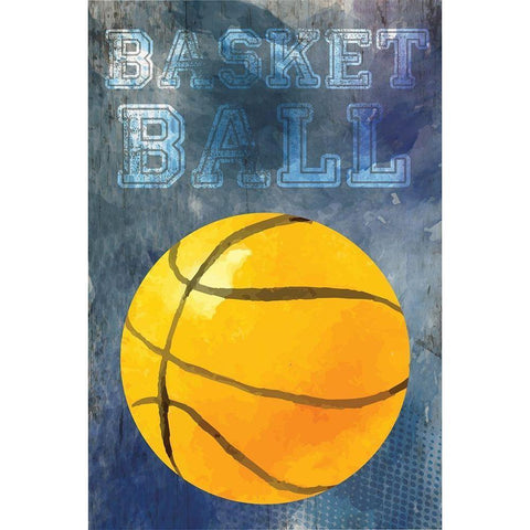 Basketball Black Modern Wood Framed Art Print with Double Matting by ND Art