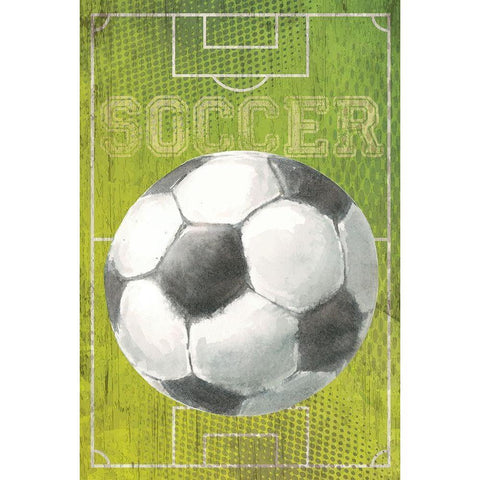 Soccer White Modern Wood Framed Art Print by ND Art