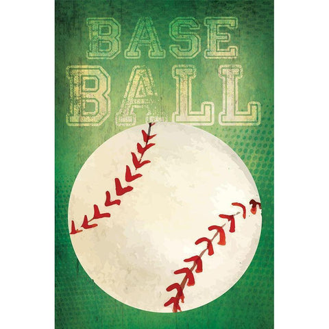 Baseball Black Modern Wood Framed Art Print with Double Matting by ND Art