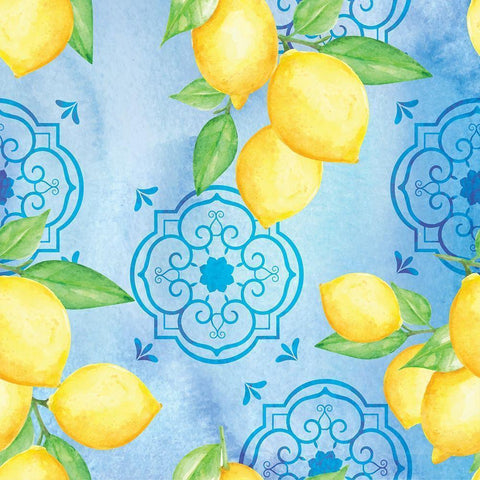 Lemonade Blues Pattern I Black Modern Wood Framed Art Print with Double Matting by ND Art