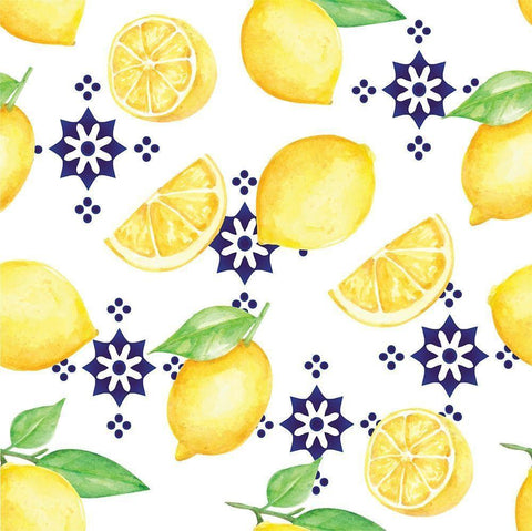 Lemonade Blues Pattern II White Modern Wood Framed Art Print with Double Matting by ND Art