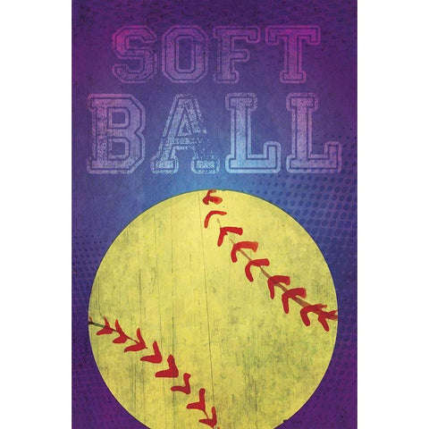 Softball White Modern Wood Framed Art Print by ND Art