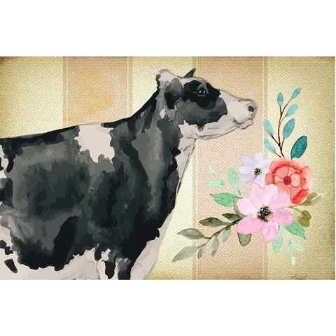 Farmhouse Floral II Black Modern Wood Framed Art Print with Double Matting by ND Art