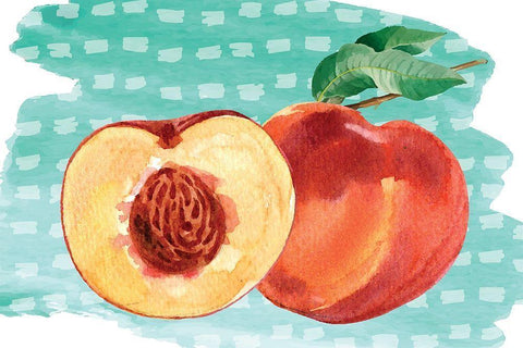 Peachy Keen II White Modern Wood Framed Art Print with Double Matting by ND Art