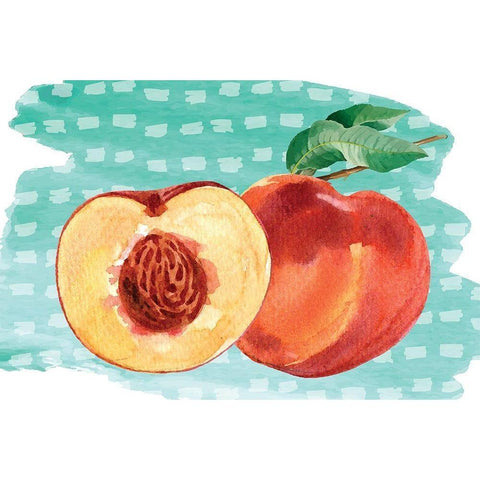 Peachy Keen II Black Modern Wood Framed Art Print with Double Matting by ND Art