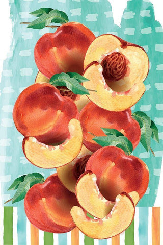 Peachy Keen III White Modern Wood Framed Art Print with Double Matting by ND Art