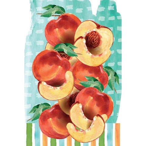 Peachy Keen III Black Modern Wood Framed Art Print with Double Matting by ND Art