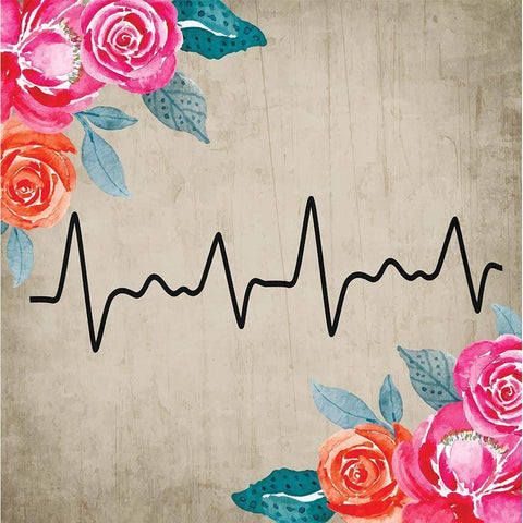 Heart Rate Black Modern Wood Framed Art Print with Double Matting by ND Art