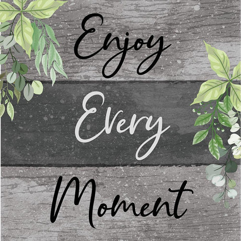 Enjoy Every Moment White Modern Wood Framed Art Print by ND Art