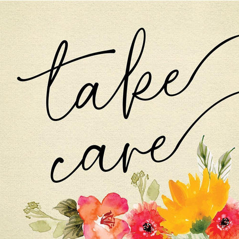 Take Care Black Ornate Wood Framed Art Print with Double Matting by ND Art